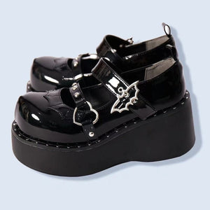 goosudu  Mary Jane Shoes Sweet Cute Women Pumps Wedge Heels Platform Shoes Women Gothic Girls Lolita Punk Shoes High Heels Plus Size 43