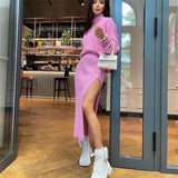 Knit Two Piece Sets Womens Outfits Casual Autumn Winter Turtleneck Sweater And Midi Skirt Sets Ladies Matching Sets