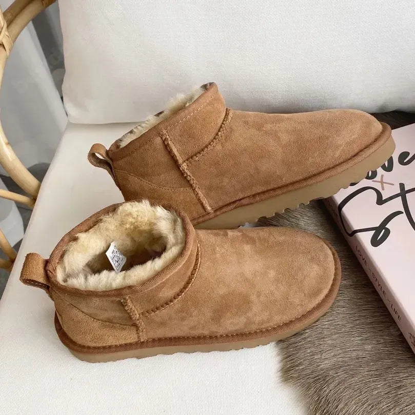 Women Australia Boots Designer Ultra Mini Platform Boot Chestnut Slippers Winter Warm Fur Cow Leather Wool Suede Snow Boots