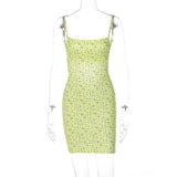 Flower Print Slip Sleeveless Backless Slim Sexy Maxi Dress Spring Women Elegant Streetwear Party Clothing Concise
