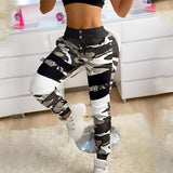 Spring Autumn Cargo Pants Casual Elastic Buckle Camouflage Sweatpant Overall Women Patchwork High Waist Trousers Streetwear