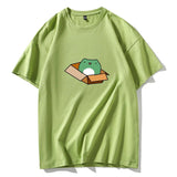 Skateboard Frog Dinosaur Cute Graphic Tee Women Tshirt Green Aesthetic Oversized T Shirt Harajuku Casual Summer Tops