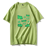 Skateboard Frog Dinosaur Cute Graphic Tee Women Tshirt Green Aesthetic Oversized T Shirt Harajuku Casual Summer Tops
