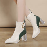 goosudu High Heel Women's Boots Autumn Fashion PU Leather Pointed Toe Ankle Boots Party Zipper Luxury High Heels Pumps Zapatos