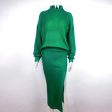 Knit Two Piece Sets Womens Outfits Casual Autumn Winter Turtleneck Sweater And Midi Skirt Sets Ladies Matching Sets