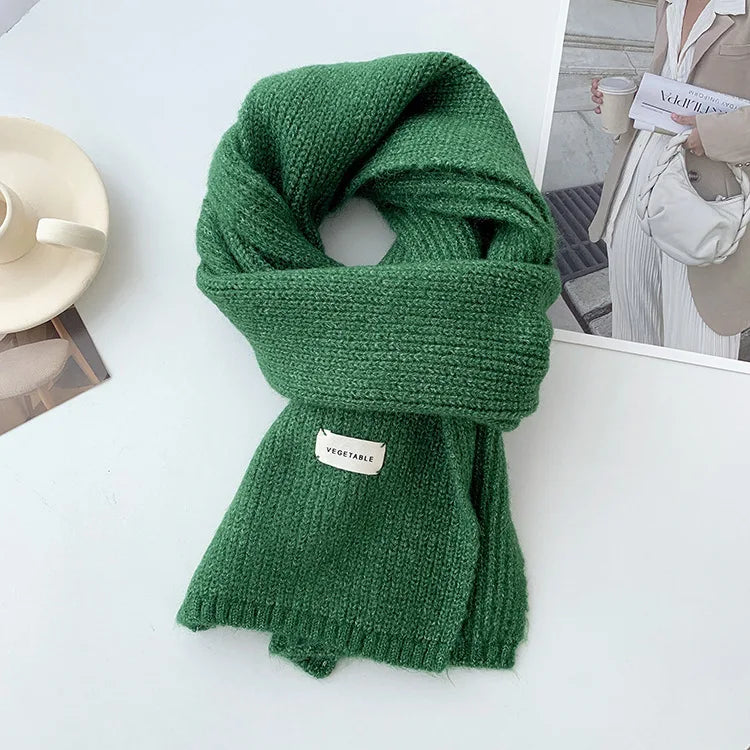 Korean Women Cashmere Scarves Lady Winter Thicken Warm Soft Pashmina Shawls Wraps Female Pure Color Knitted Long Scarf for Women