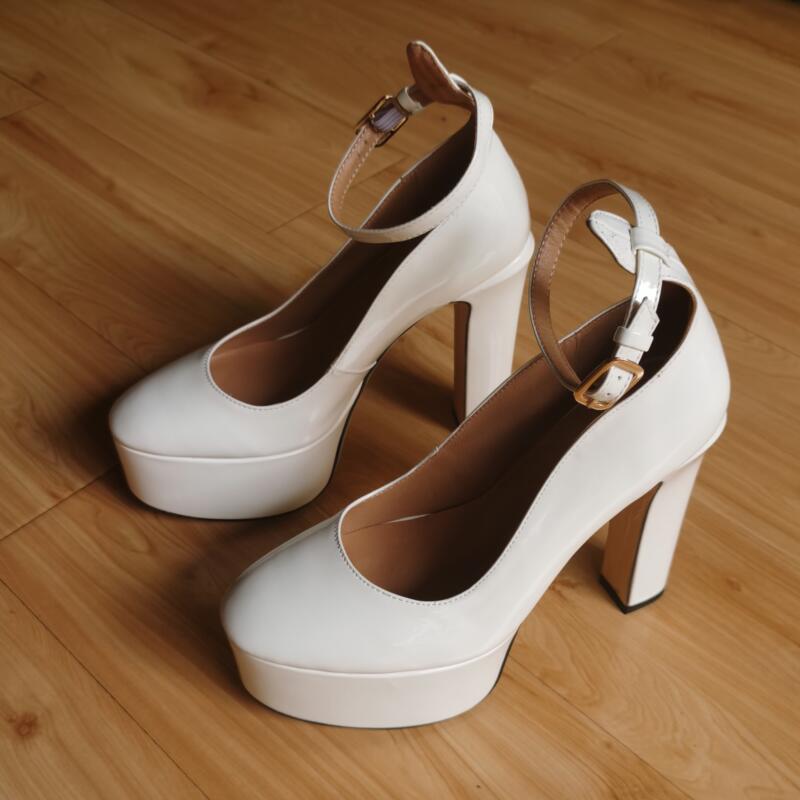 goosudu New Brand Sexy Diamonds Wedding Shoes Thick High Heel Platform Women's Pumps Silver Black Pink Beige Big Size Zapatos Mujer