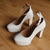 goosudu New Brand Sexy Diamonds Wedding Shoes Thick High Heel Platform Women's Pumps Silver Black Pink Beige Big Size Zapatos Mujer