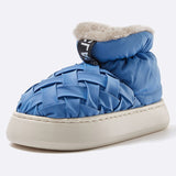 High-top Women's Cotton Shoes  Winter Warm Furry Female Ankle Boots Simple Couple Outdoor Solid Color Platform Snow Boot