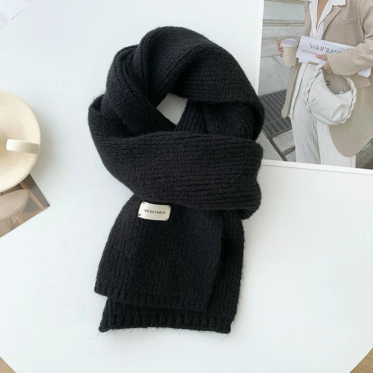 Korean Women Cashmere Scarves Lady Winter Thicken Warm Soft Pashmina Shawls Wraps Female Pure Color Knitted Long Scarf for Women