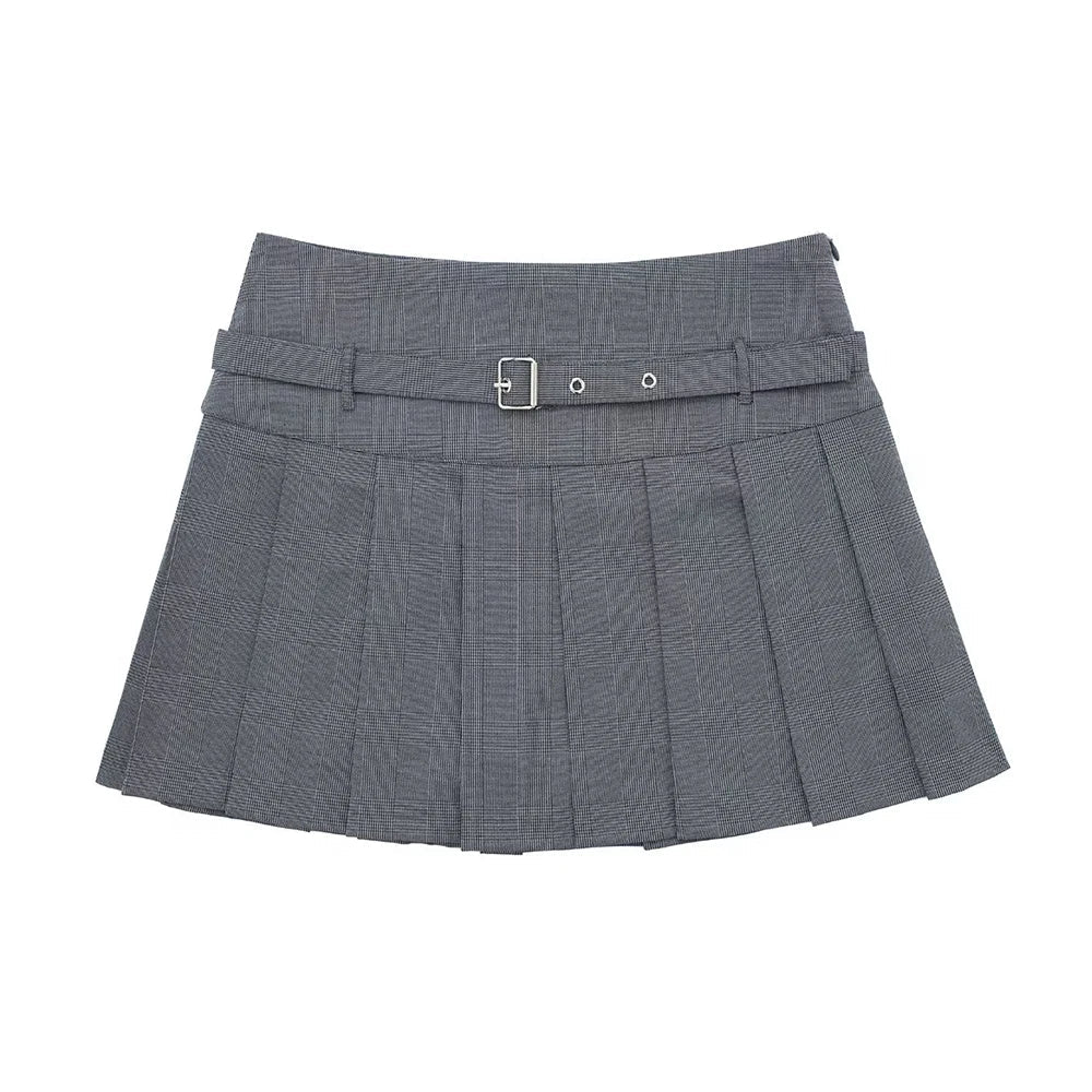 Female Fashion Textured Wild Folds Skirt Sweetwear Skirt Women High Waist Trend With Belt Tight Mini Skirt Y2k