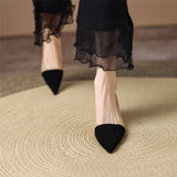 Pumps Shoes Women Mid Heel Fashion Sexy Spring Sheepskin Pointed Toe Thin Heel Office Party Black Handmade Shoe Big Size 42