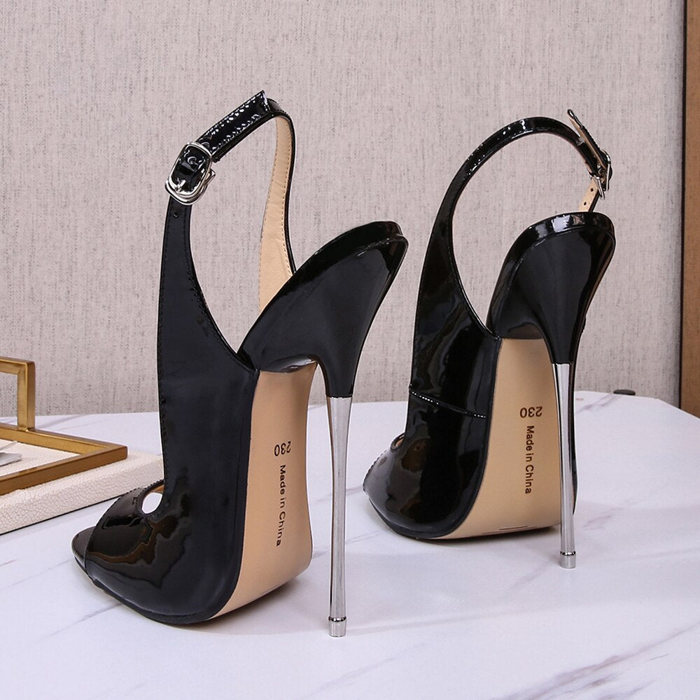 16cm Extreme High Heels Sandals Sexy Pumps Metal Heel Peep Toe Slip On Fetish Cosplay Drag Queen Cross Dresser Unisex Shoes 29cm