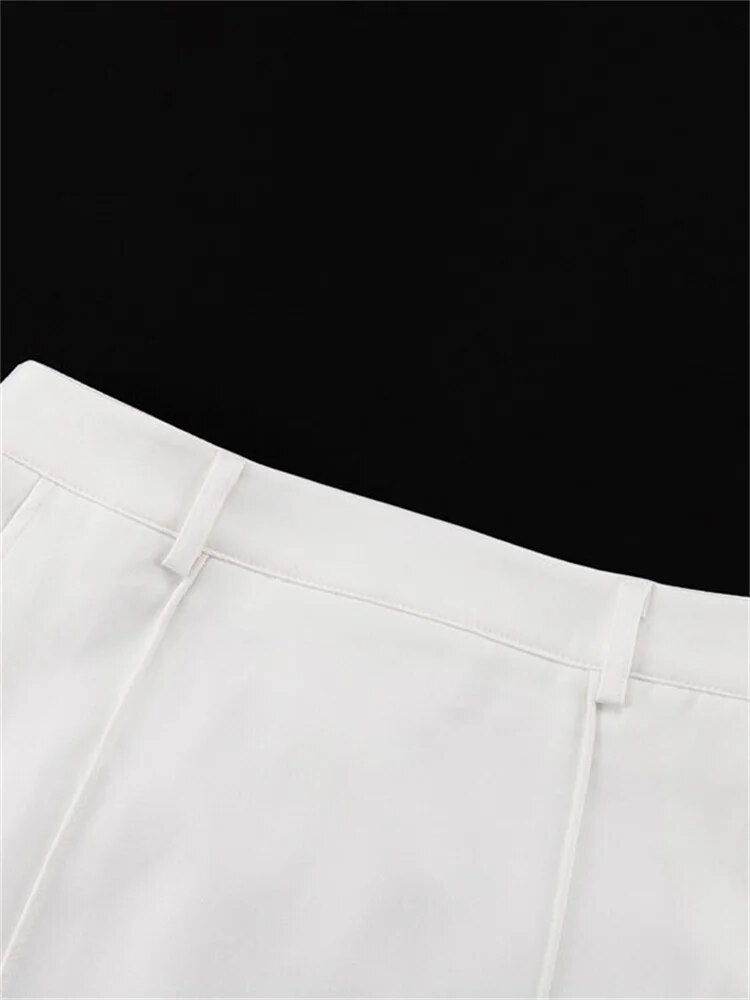 White High Waist Patchwork Long Skirt For Women Loose Casual Pocket Elegant Solid Fashion Summer Female Maxi Skirt