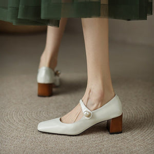 goosudu  Mary Jane High Heels Women Sheepskin Patent Leather Pumps Pigskin Lining and Sheepskin Insole Lolita Girl Shoes Big Size 42