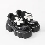 goosudu Womens Lolita Flowers Bowknot Gothic Punk Shoes Creepers Pumps Japanese Harajuku Platform Girls Round Toe New