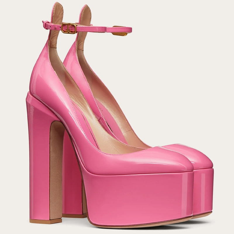 goosudu New Brand Sexy Diamonds Wedding Shoes Thick High Heel Platform Women's Pumps Silver Black Pink Beige Big Size Zapatos Mujer