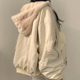 Winter Thicken Warm Parkas Women Oversized Kawaii Double Sided Hooded Coat Ladies Korean Fashion Casual Loose Zip Up Jackets
