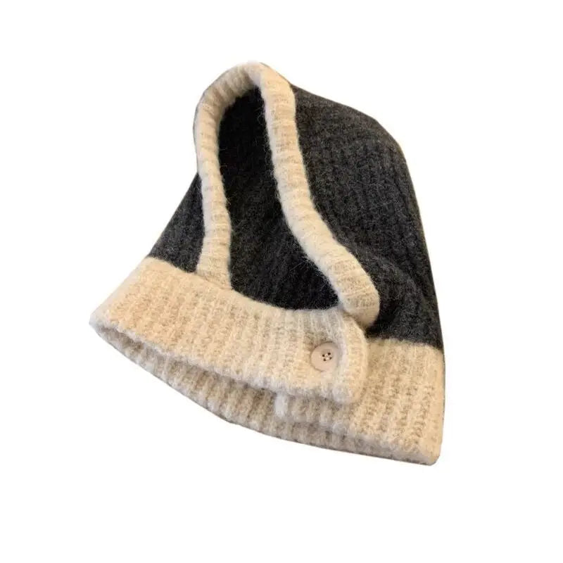 Kpop Color Women Girl Y2K Knit Scarf Hat Outdoor Winter Ski Full Face Mask Caps Fashion Warm Crochet Hood Bonnets