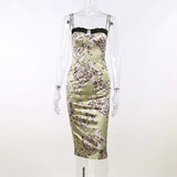 Patchwork Vintage Printed Long Dress Female Slim Elegant Spaghetti Party Gown Dress Backless High Waist Sexy Maxi Dress