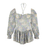Goosudu  Sexy Floral One Piece Dress Korean Fashion Woman Puff Sleeve Y2k Mini Dress Casual Spring Design Elegant Short Party Dress