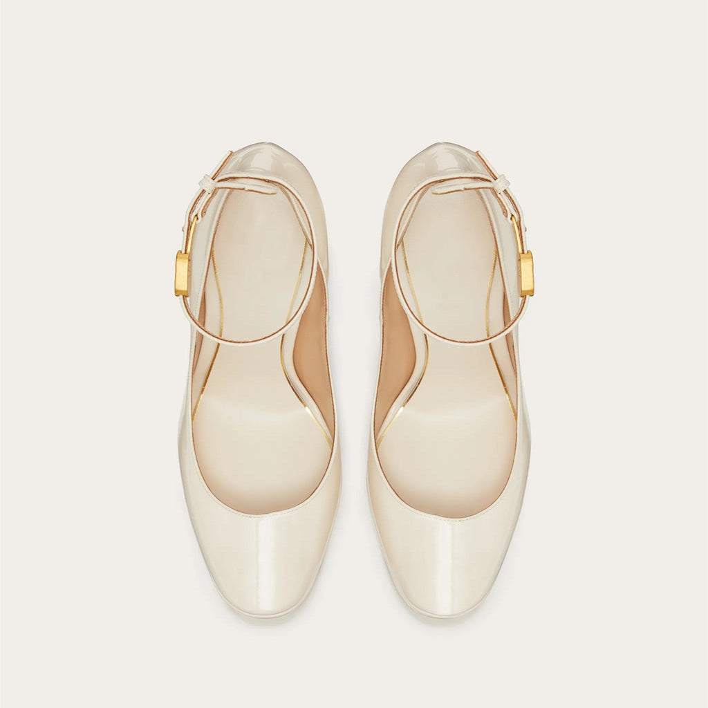 goosudu  Thick Sole Leather Pumps Women Super High Heel Rome Sandals Summer Fashion Week Bride Shoes Platform Wedding Party Shoes Mujer