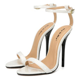 Summer Women Pumps Sexy 13cm Super Thin Heels Round Toe Patent Leather Narrow Band Concise Party Prom High Heeled Sandals