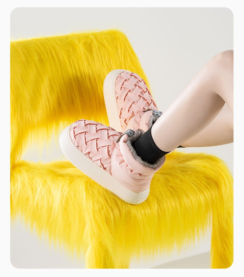 High-top Women's Cotton Shoes  Winter Warm Furry Female Ankle Boots Simple Couple Outdoor Solid Color Platform Snow Boot