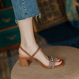 Summer Women Shoes Transparent PVC Chunky Heel Sandals High Heel Shoes for Women Concise Women Heels