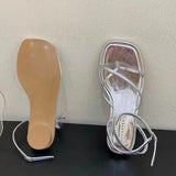 Summer Women Sandal Shoes Low Round Heel Narrow Band Gladiator Casual Sandal Ladies Casual Outdoor Beach Slides