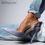 goosudu  Sandals Woman Summer Ladies Shoes Elegant High Heels Stiletto Sandals Pointed Toe Crystal Wedding Shoes Luxury Women Pumps