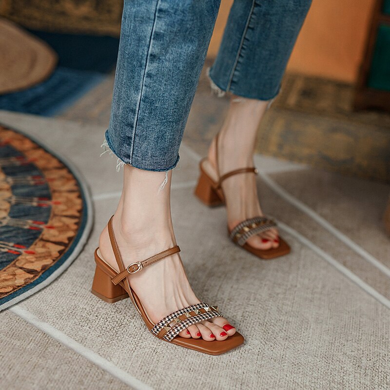 Summer Women Shoes Transparent PVC Chunky Heel Sandals High Heel Shoes for Women Concise Women Heels