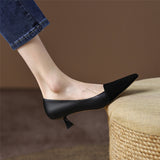 Pumps Shoes Women Mid Heel Fashion Sexy Spring Sheepskin Pointed Toe Thin Heel Office Party Black Handmade Shoe Big Size 42