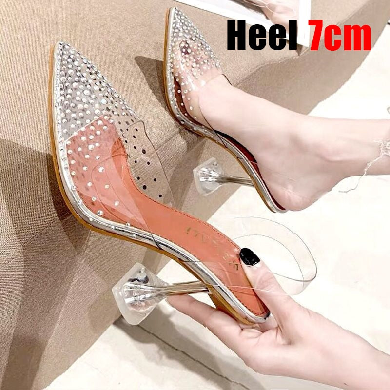 goosudu Luxury Women Pumps Transparent High Heels Sexy Pointed Toe Slip-on Wedding Party Brand Fashion Shoes For Lady Size 34-43