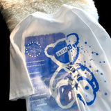 Hip Hop Sky Blue Creative Bear Drawstring Graphic T Shirts Kawaii Clothes Korean Fashion Oversized Short Sleeve Tops Summer