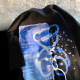 Hip Hop Sky Blue Creative Bear Drawstring Graphic T Shirts Kawaii Clothes Korean Fashion Oversized Short Sleeve Tops Summer