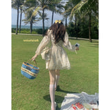 Spring Puff-sleeved Floral Dress Women's Summer Dress Slim Square Collar A Line Halterneck Midi Fairy Dress Femme Robe Bestidos  Fairy Dress