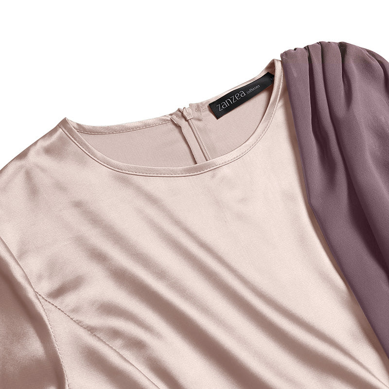 Goosudu Spring Fashion Solid Sundress Women Casual Long Sleeve O Neck Kaftan Elegant Party Hijab Dress Islamic Clothing Robe