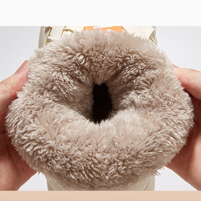 High-top Women's Cotton Shoes  Winter Warm Furry Female Ankle Boots Simple Couple Outdoor Solid Color Platform Snow Boot