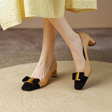 Pumps Shoes Women Mid Heel Spring Sheepskin Square Toe Thin Heel Metal Decoration Party Black Handmade Shoe Big Size 42