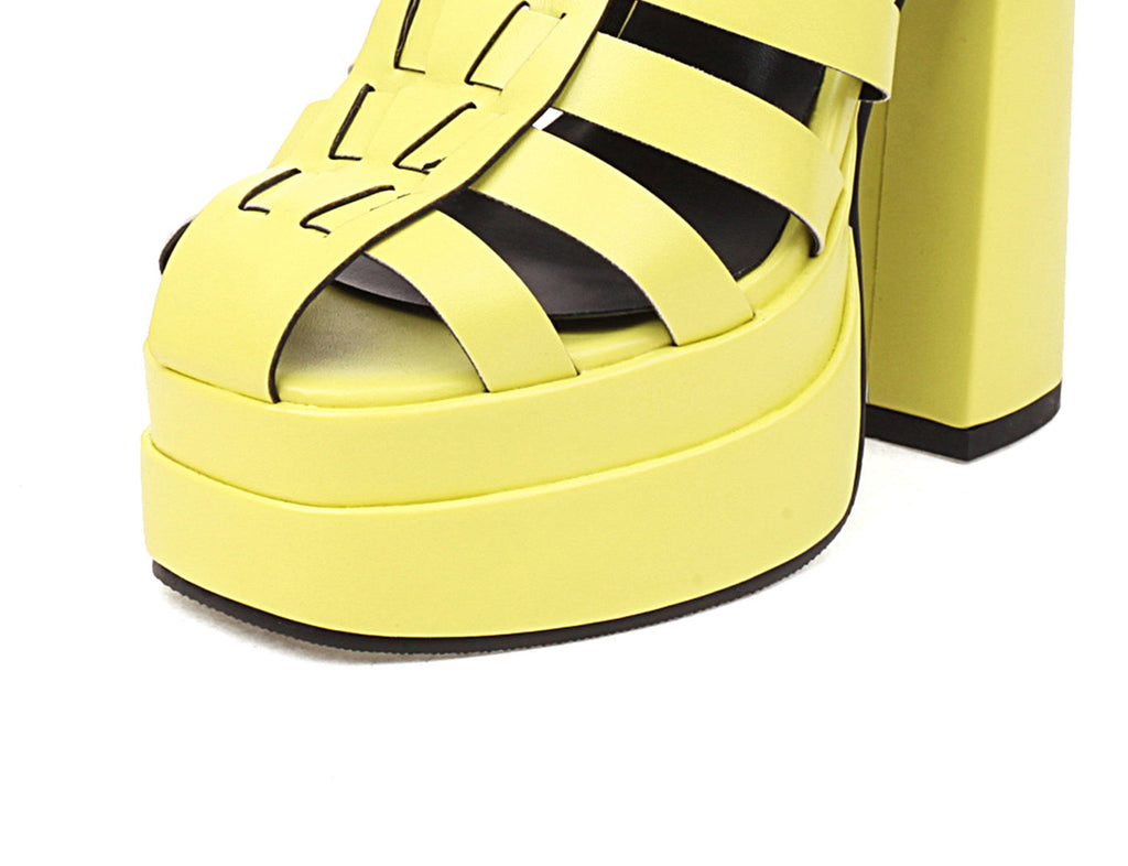 goosudu   Sandals Women Summer Platform High Heels Weaved PU Leather Buckle Strap Black Red Women Pump Shoes sandalias mujer verano