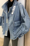 Retro Denim Coat for Women Short Loose Letter Student Harajuku Lady's Denim Jackets Hiphop Spring and Autumn Cowboy Old Outwear