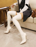Women Boots Over The Knee Boots Sexy Fashion Stiletto Heels Pointed Boots Party Bar Pole Dance Bounce Boots PROM Size 34-46