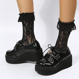 goosudu  Mary Jane Shoes Sweet Cute Women Pumps Wedge Heels Platform Shoes Women Gothic Girls Lolita Punk Shoes High Heels Plus Size 43