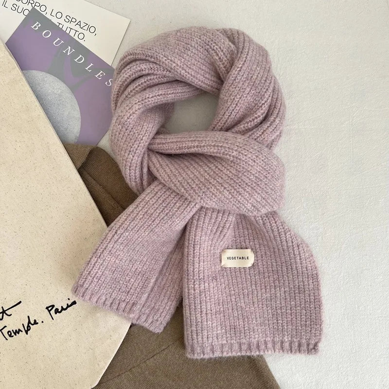 Korean Women Cashmere Scarves Lady Winter Thicken Warm Soft Pashmina Shawls Wraps Female Pure Color Knitted Long Scarf for Women