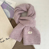 Korean Women Cashmere Scarves Lady Winter Thicken Warm Soft Pashmina Shawls Wraps Female Pure Color Knitted Long Scarf for Women