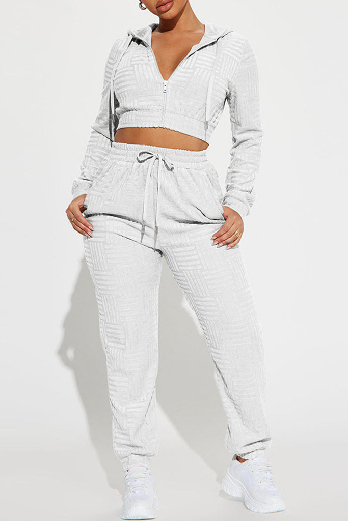 Goosudu Casual Solid Patchwork Hooded Collar Long Sleeve Two Pieces