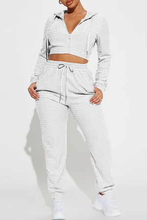 Goosudu Casual Solid Patchwork Hooded Collar Long Sleeve Two Pieces