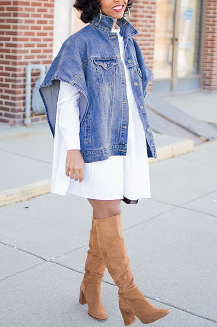 Goosudu cardigan asymmetrical Solid Patchwork The cowboy Pure Short Sleeve Denim jacket