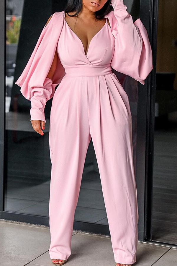 Goosudu Fashion Temperament Split Long Sleeve Jumpsuit